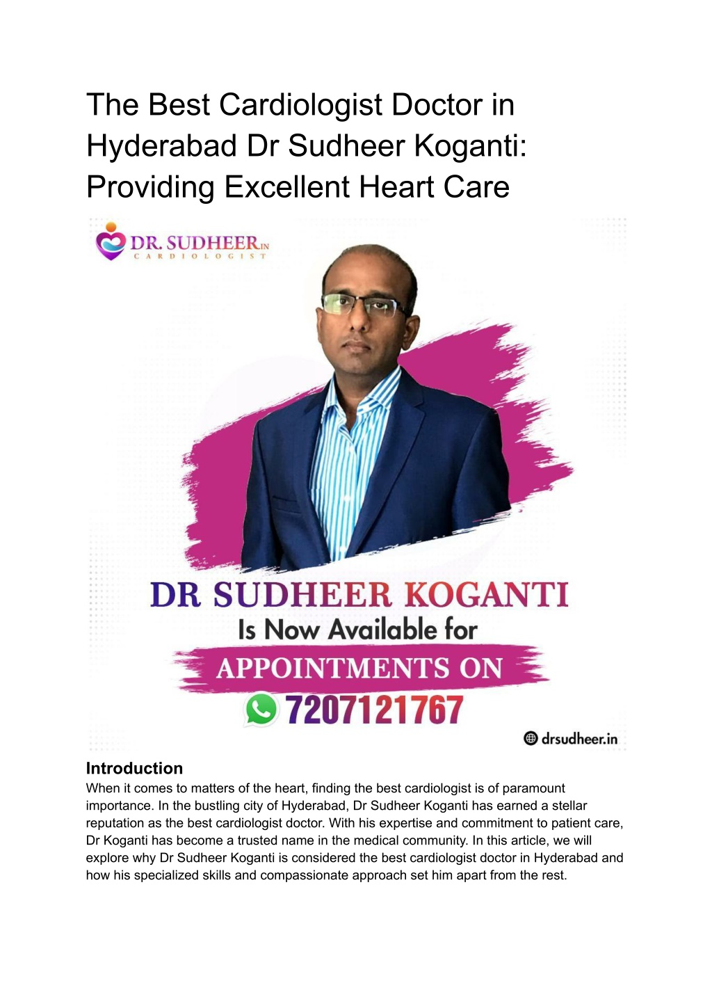 PPT - The Best Cardiologist Doctor In Hyderabad Dr Sudheer Koganti ...