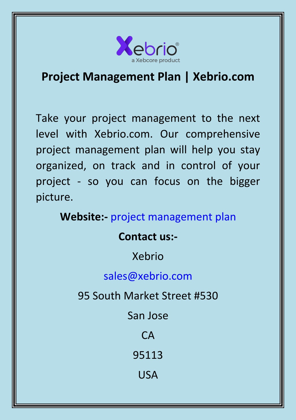 PPT - Project Management Plan Xebrio PowerPoint Presentation, Free ...