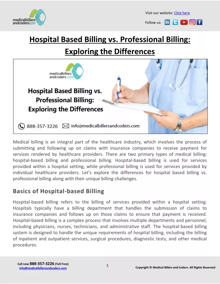 PPT - Hospital Based Billing Vs. Professional Billing: Exploring The ...