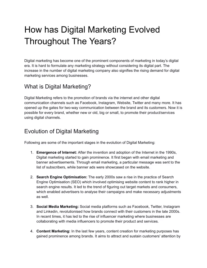 PPT - How digital marketing has evolved throughout the year PowerPoint ...