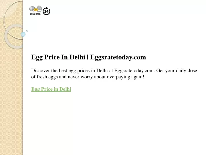 PPT - Egg Price In Delhi Eggsratetoday.com PowerPoint Presentation