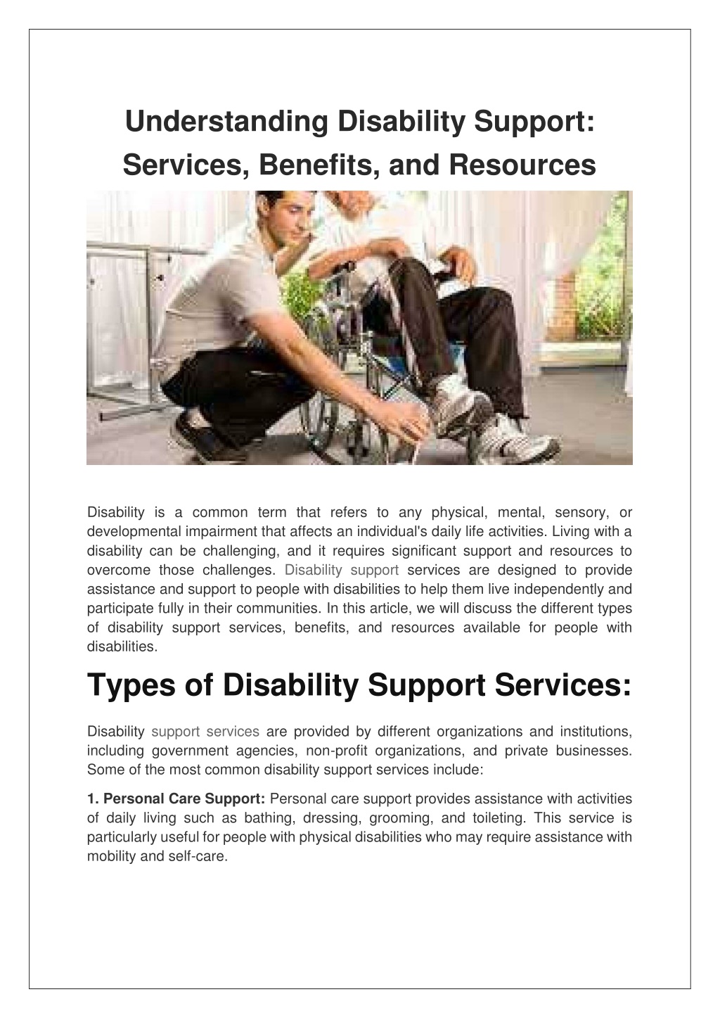 PPT - Understanding Disability Support Services, Benefits, And ...