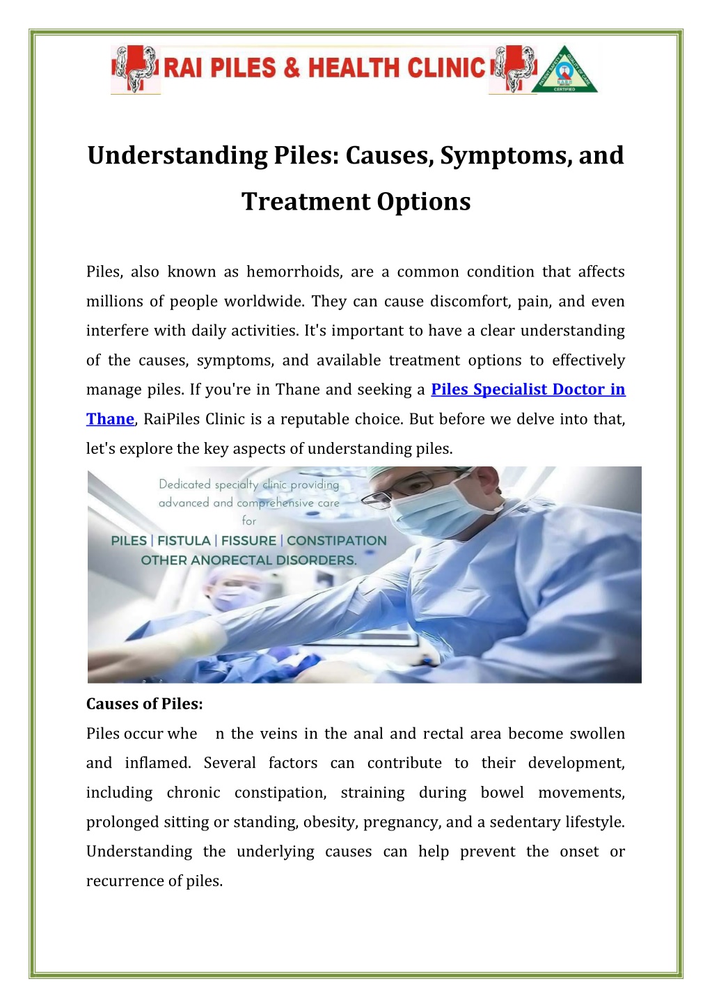 PPT - Understanding Piles Causes Symptoms and Treatment Options ...