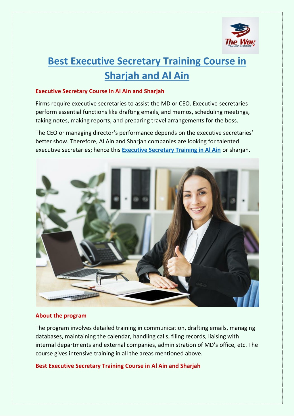 PPT Best Executive Secretary Training Course in Sharjah and Al Ain