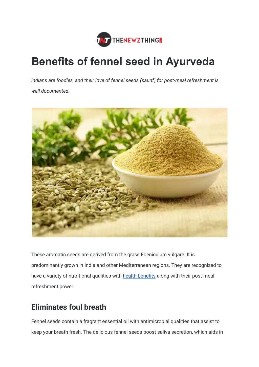 PPT Benefits of fennel seed in Ayurveda PowerPoint Presentation, free