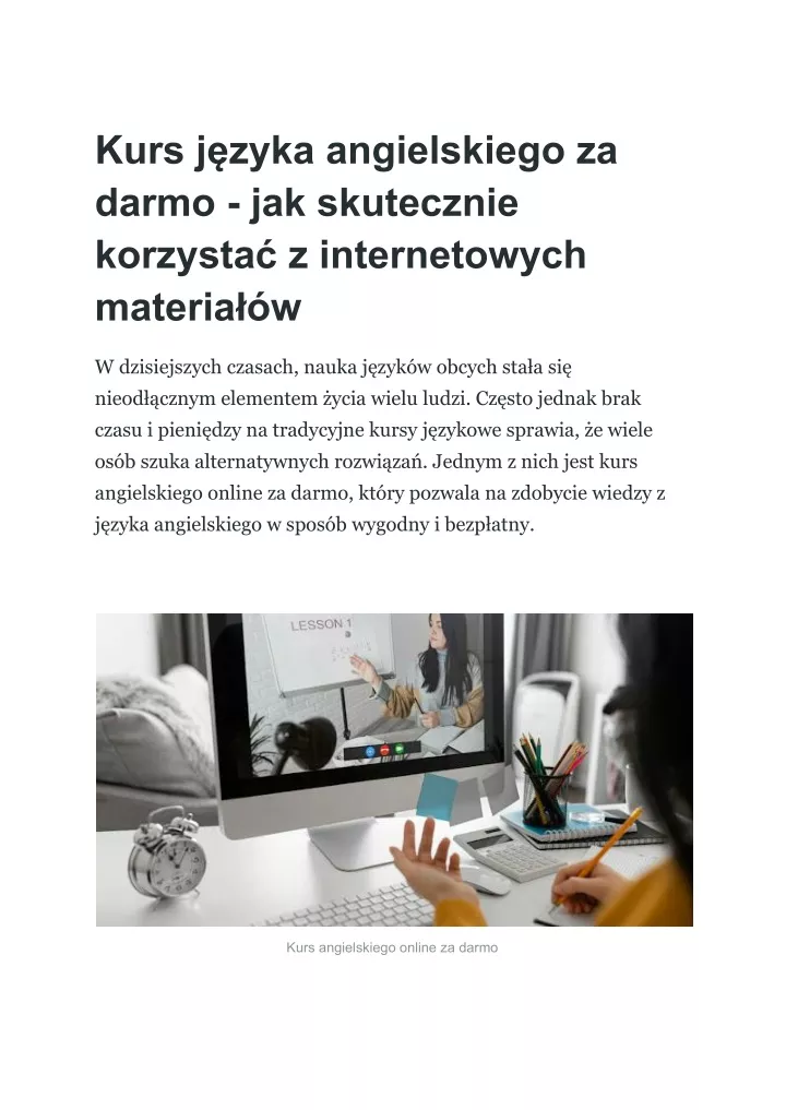 PPT - Kurs Języka Angielskiego Za Darmo - Jak Skutecznie Korzystać Z ...