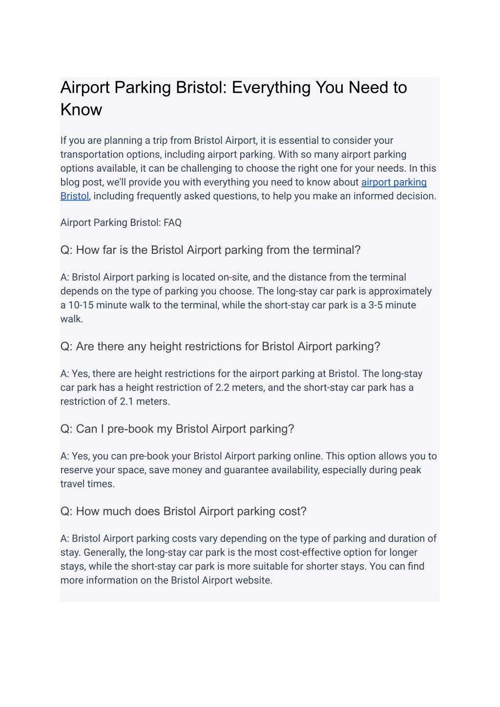 PPT Airport Parking Bristol_ Everything You Need to Know PowerPoint