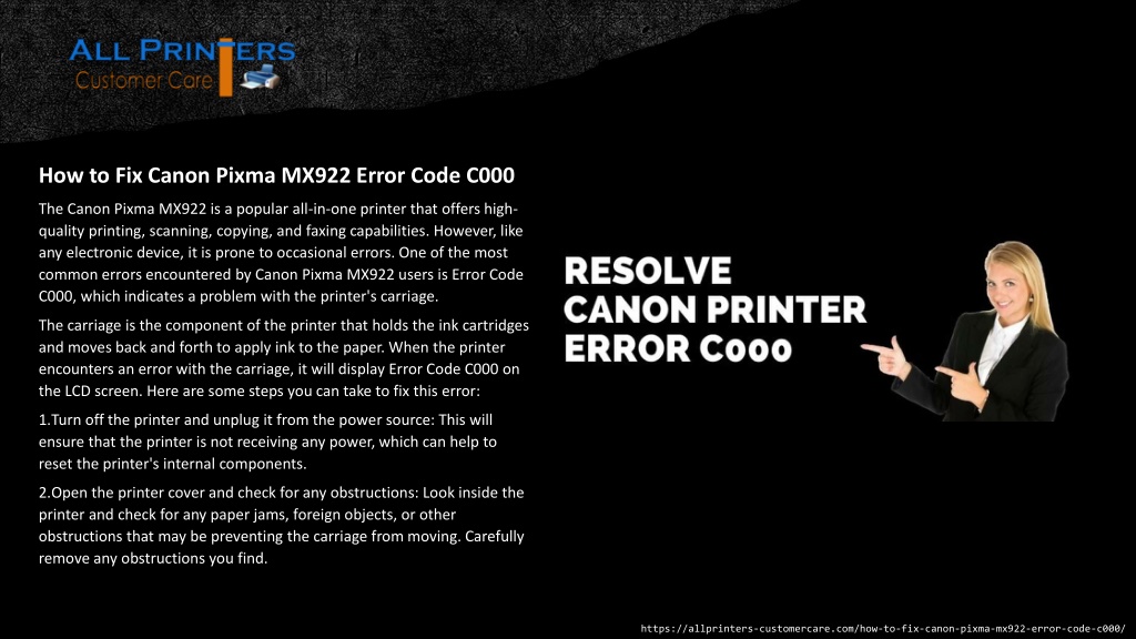 Ppt How To Fix Canon Pixma Mx922 Error Code C000 Powerpoint Presentation Id12157191 4484