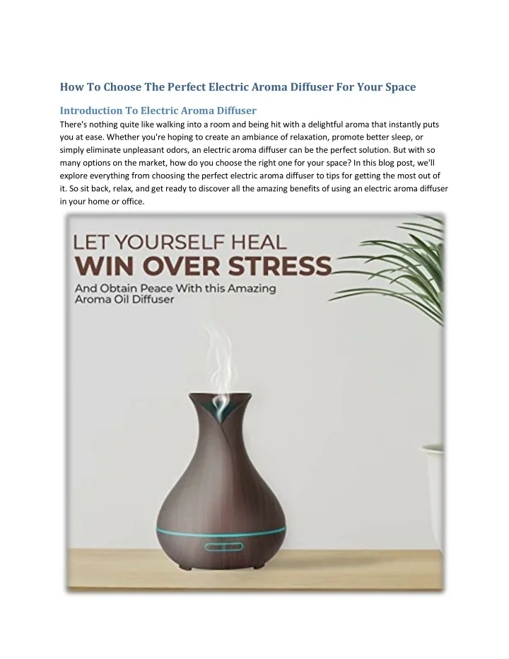 PPT - How To Choose The Perfect Electric Aroma Diffuser For Your Space ...
