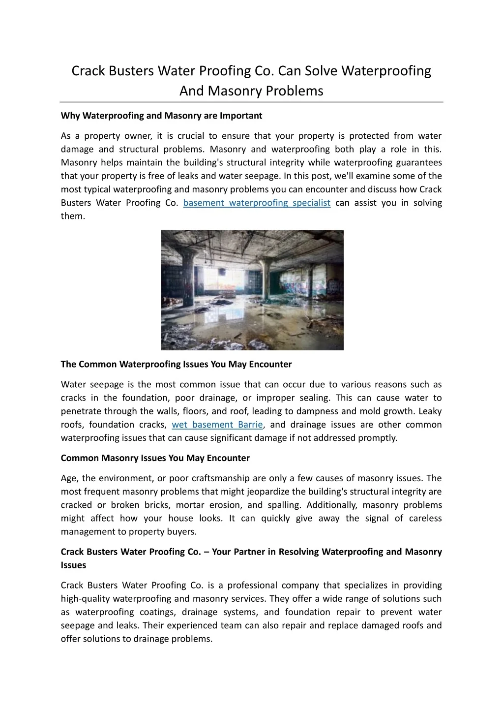 PPT - Crack Busters Water Proofing Co. Can Solve Waterproofing And ...