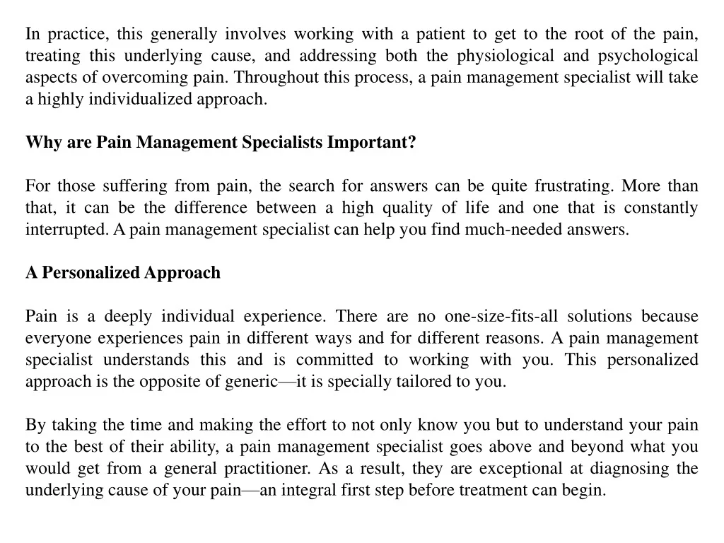 PPT - The Importance of Pain Management Specialists PowerPoint ...