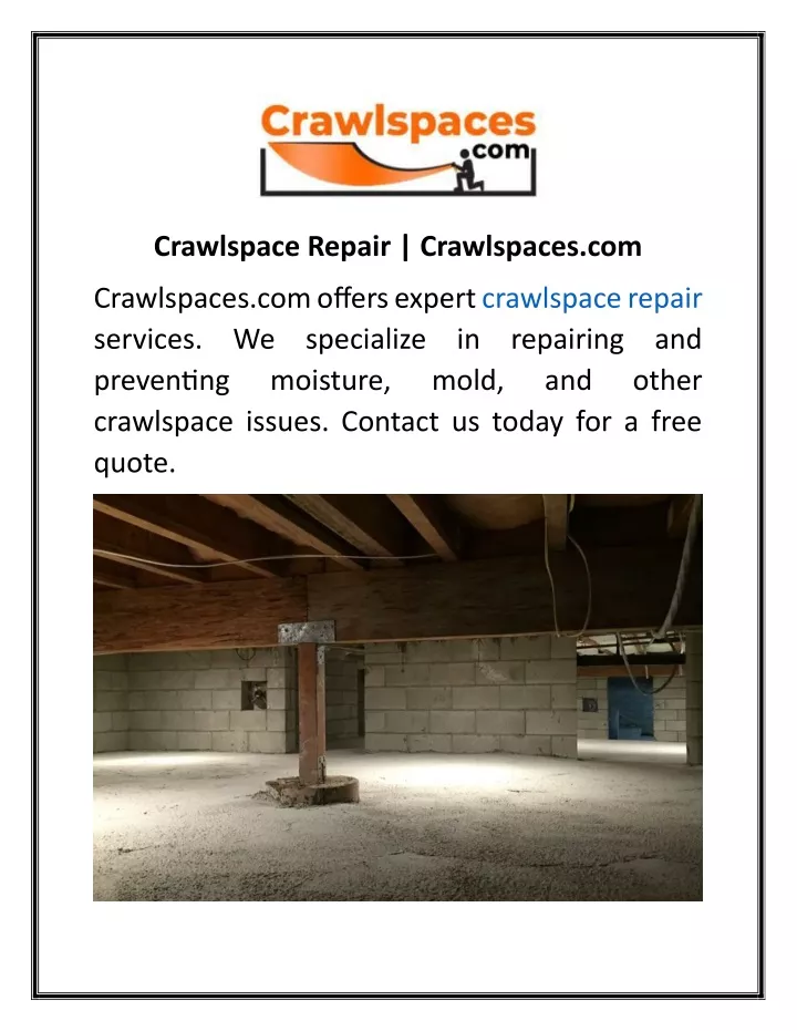 Ppt Crawlspace Repair Crawlspaces Powerpoint Presentation Free Download Id