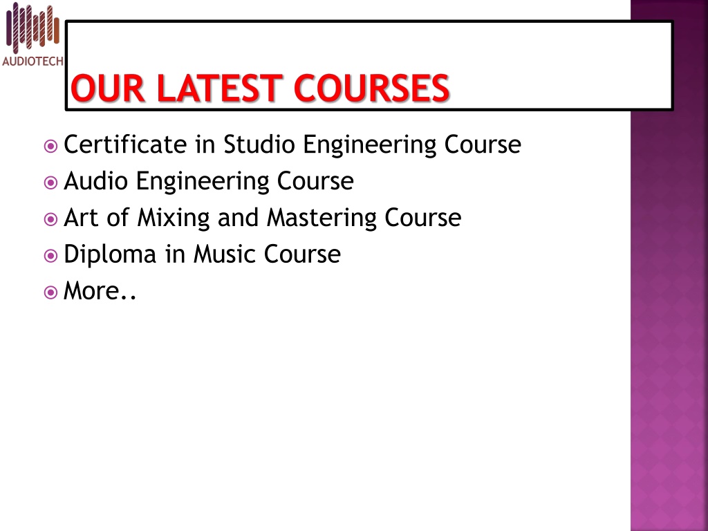 PPT Sound Engineering Course in India PowerPoint Presentation, free