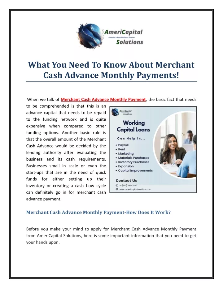 cash advance contract