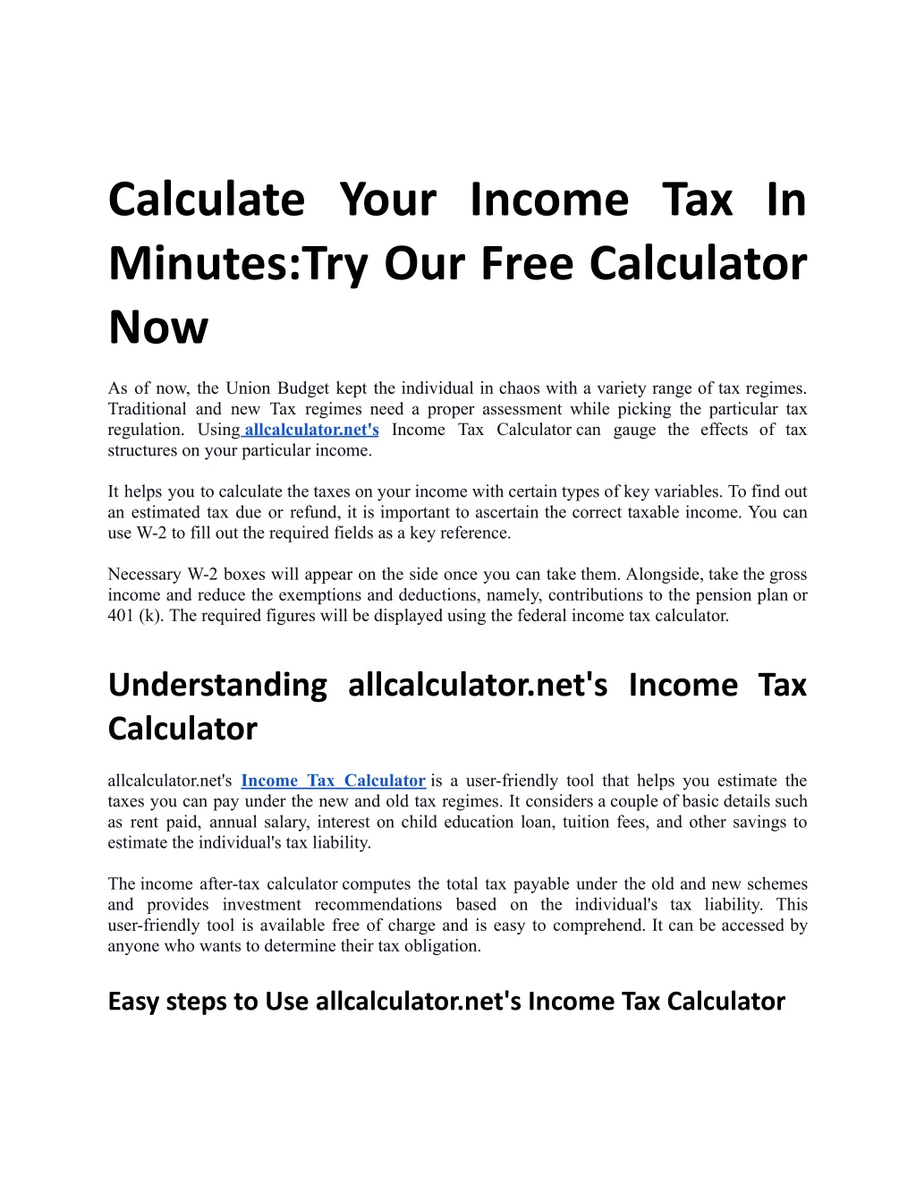 Ppt Calculate Your Income Tax In Minutes Try Our Free Calculator Now Powerpoint Presentation 7538