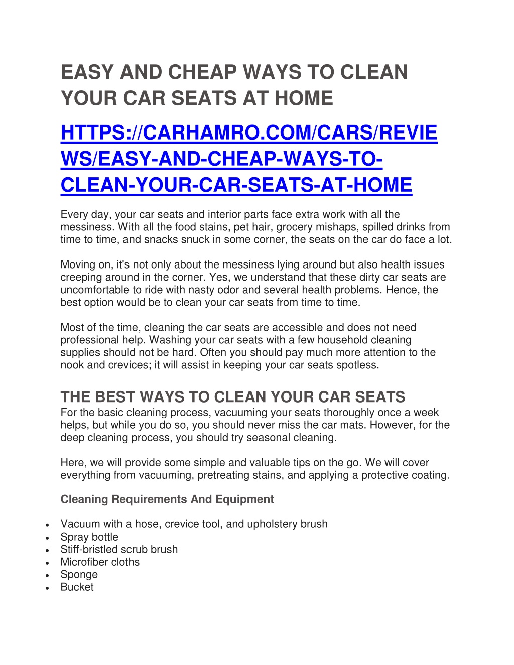 PPT EASY AND CHEAP WAYS TO CLEAN YOUR CAR SEATS AT HOME PowerPoint