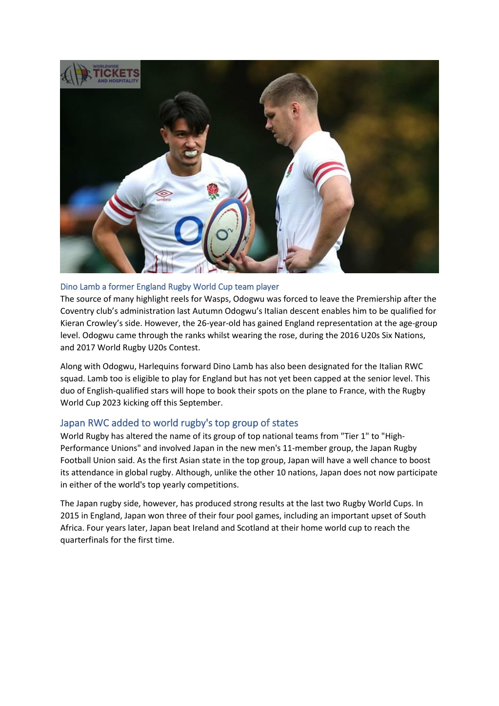 PPT - England Vs Japan Surprise candidate for England Rugby World Cup ...