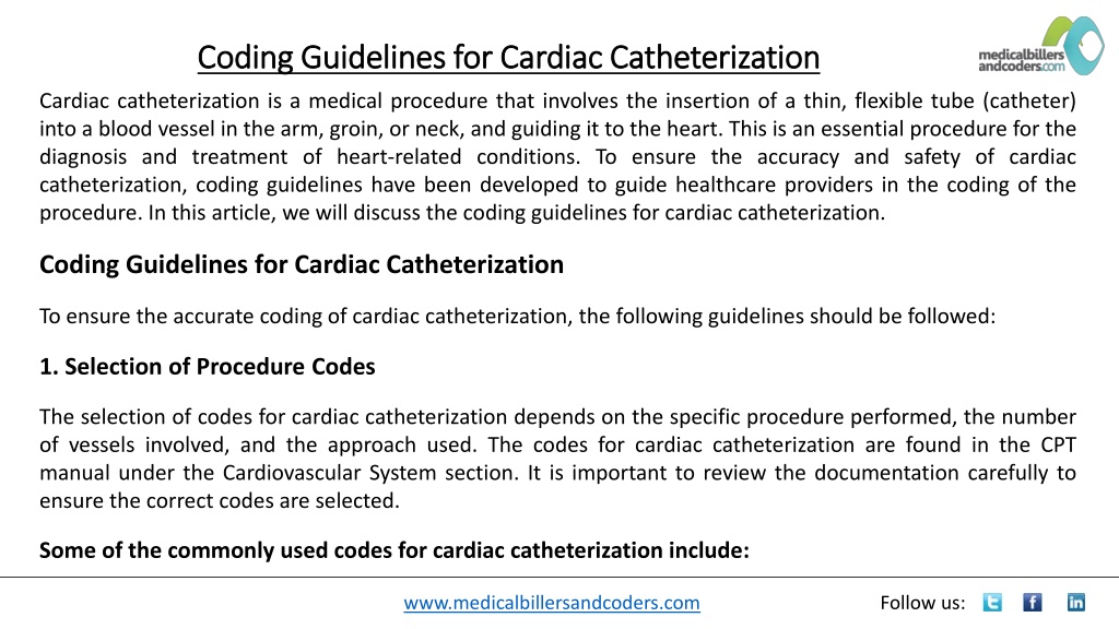 PPT - Coding Guidelines For Cardiac Catheterization PowerPoint ...