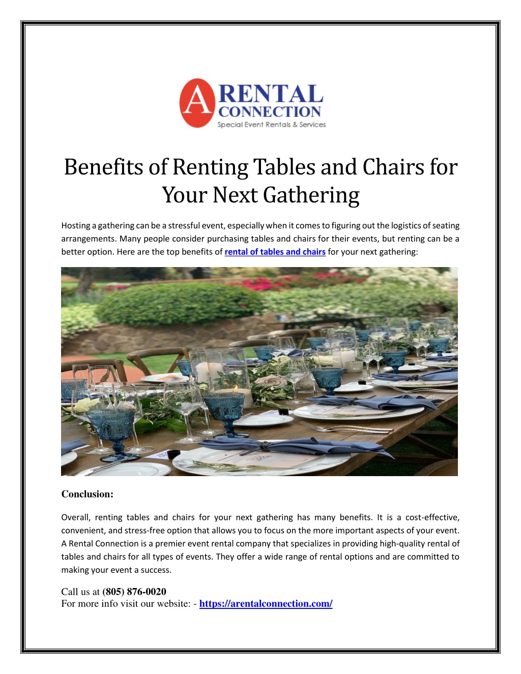 PPT - Benefits of Renting Tables and Chairs for Your Next Gathering ...