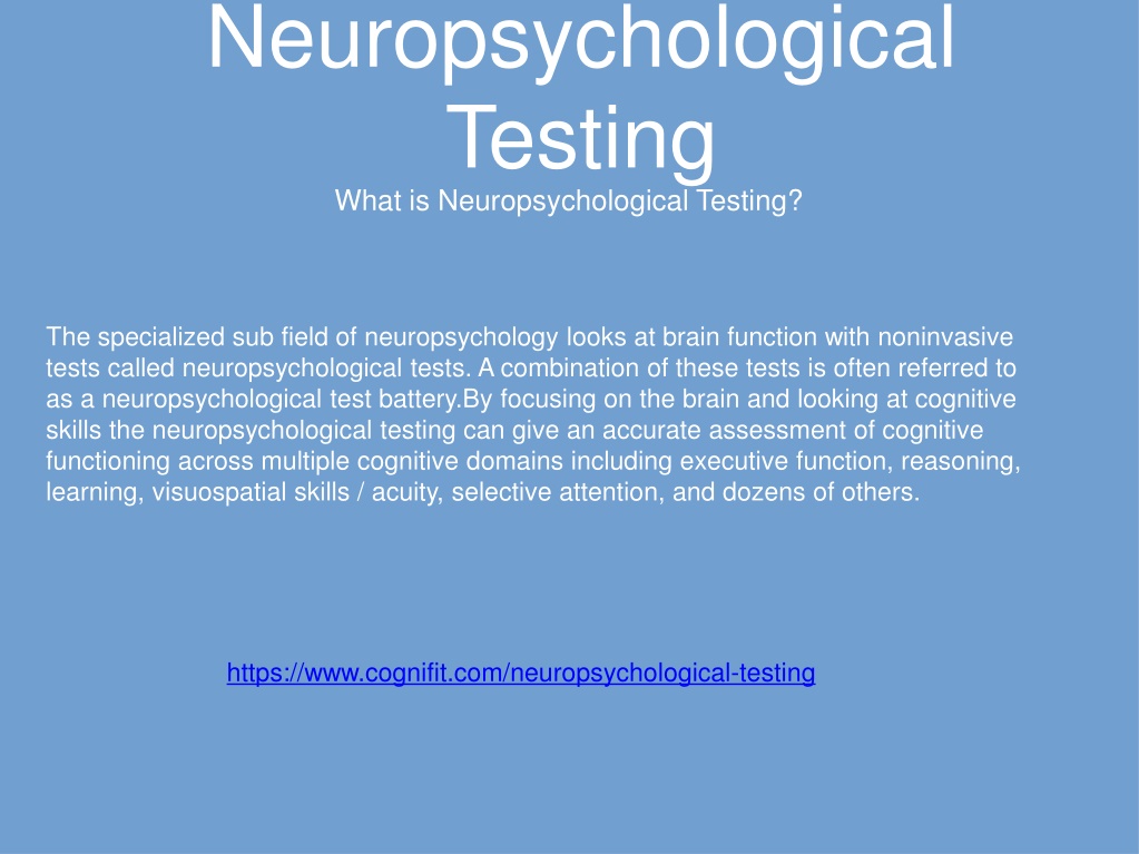 PPT - Neuropsychological Testing PowerPoint Presentation, free download ...