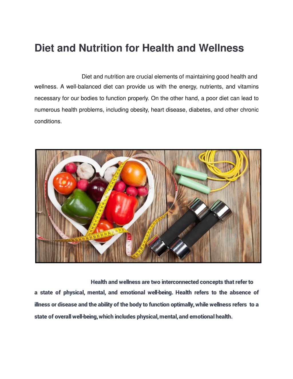 PPT - diet and nutrition for health and wellness. (1) PowerPoint ...