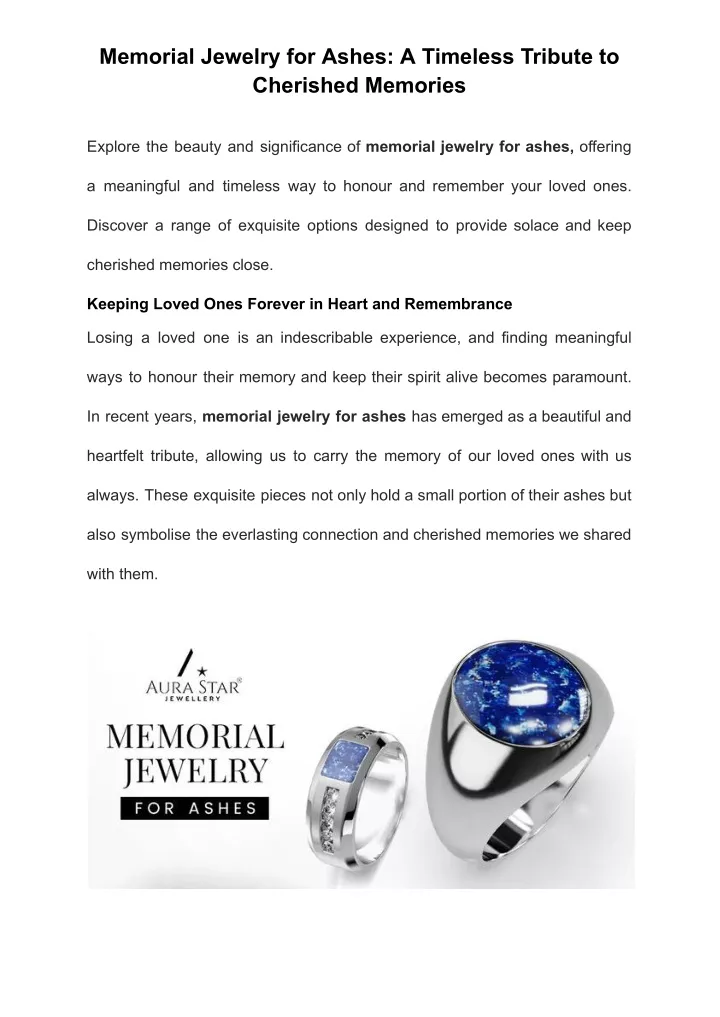 PPT - Memorial Jewelry for Ashes: A Timeless Tribute to Cherished 