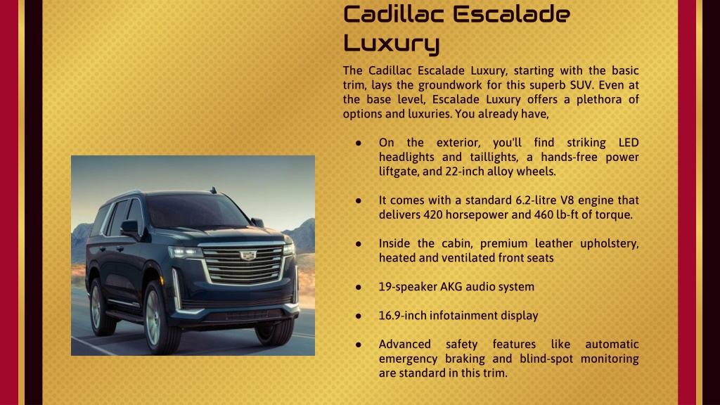 PPT Cadillac Escalade 2023 Trim Level Comparison PowerPoint