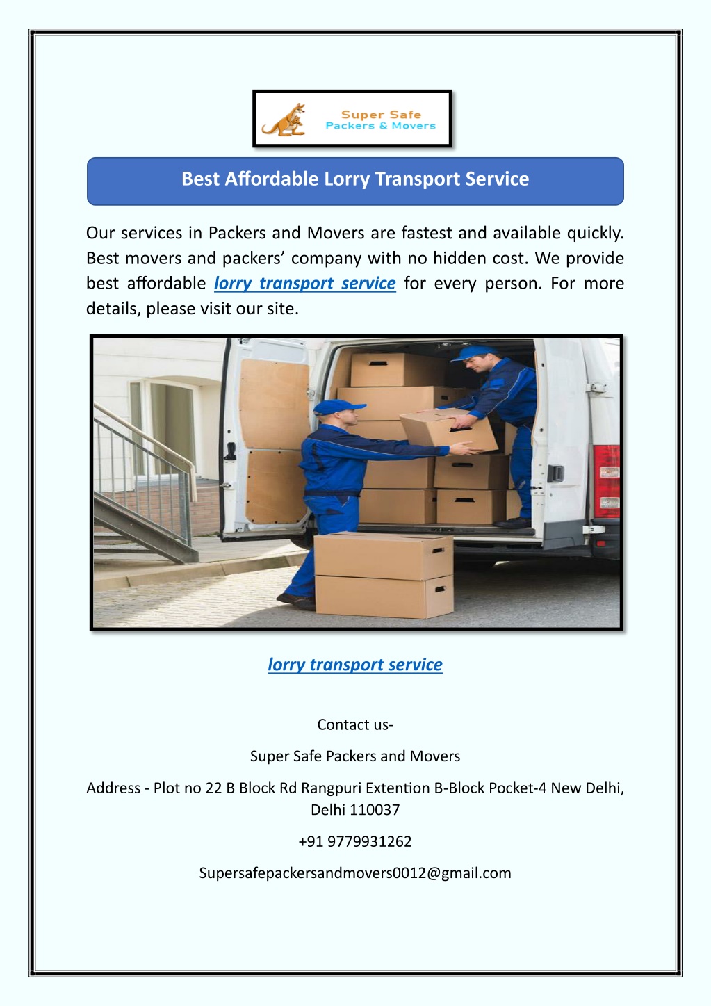 PPT - Best Affordable Lorry Transport Service PowerPoint Presentation ...