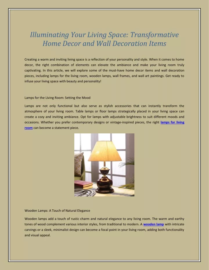 PPT - Illuminating Your Living Space-Transformative Home Decor and Wall