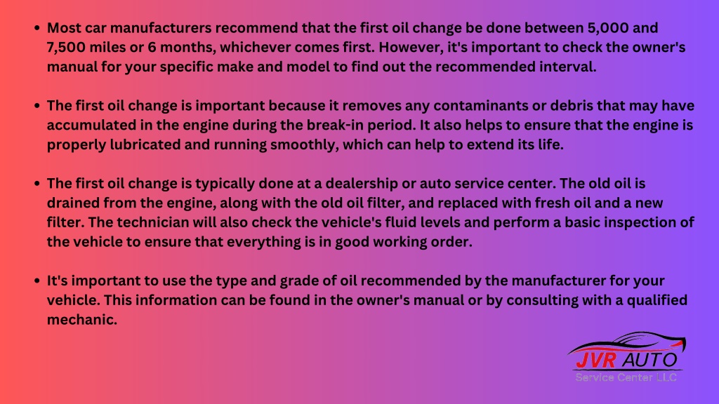 PPT - First Oil Change New Car | JVR Auto Dubai PowerPoint Presentation ...