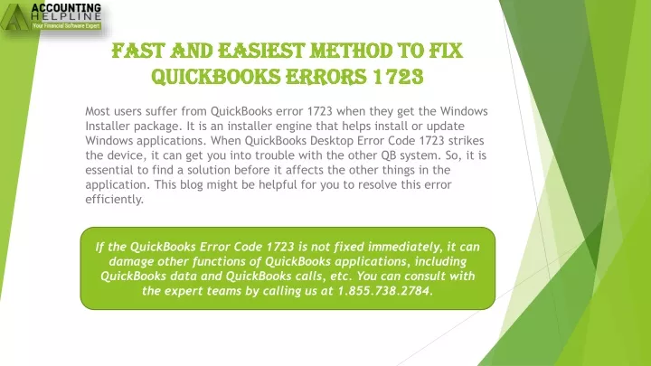 PPT - A Proper Guide To Troubleshoot QuickBooks Errors 1723 PowerPoint ...