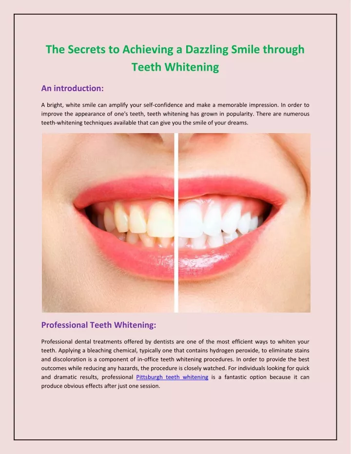 PPT - The Secrets to Achieving a Dazzling Smile through Teeth Whitening ...