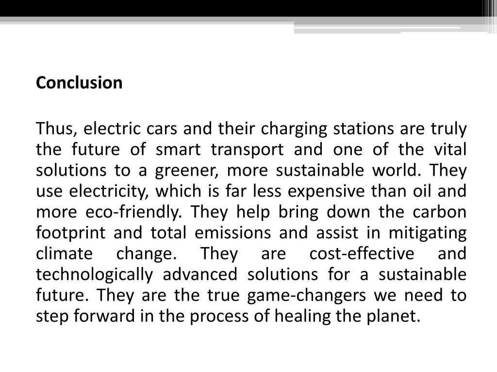PPT Electric Vehicles and their Charging Stations, The GameChangers