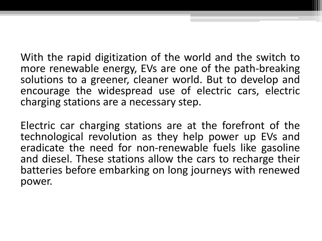 PPT Electric Vehicles and their Charging Stations, The GameChangers