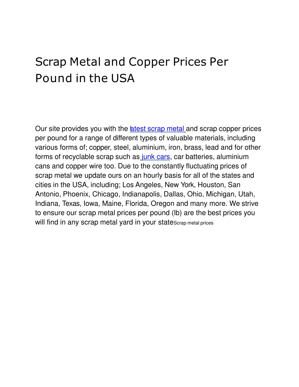 PPT Scrap Metal and Copper Prices Per Pound in the USA PowerPoint