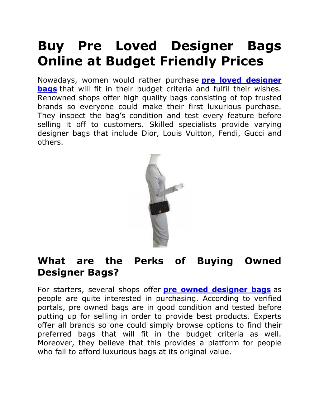 PPT - Buy Pre Loved Designer Bags Online at Budget Friendly Prices ...