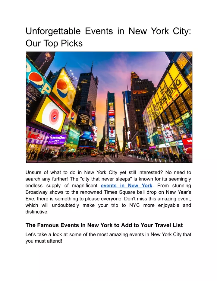 PPT Events in New York City Our Top Picks PowerPoint