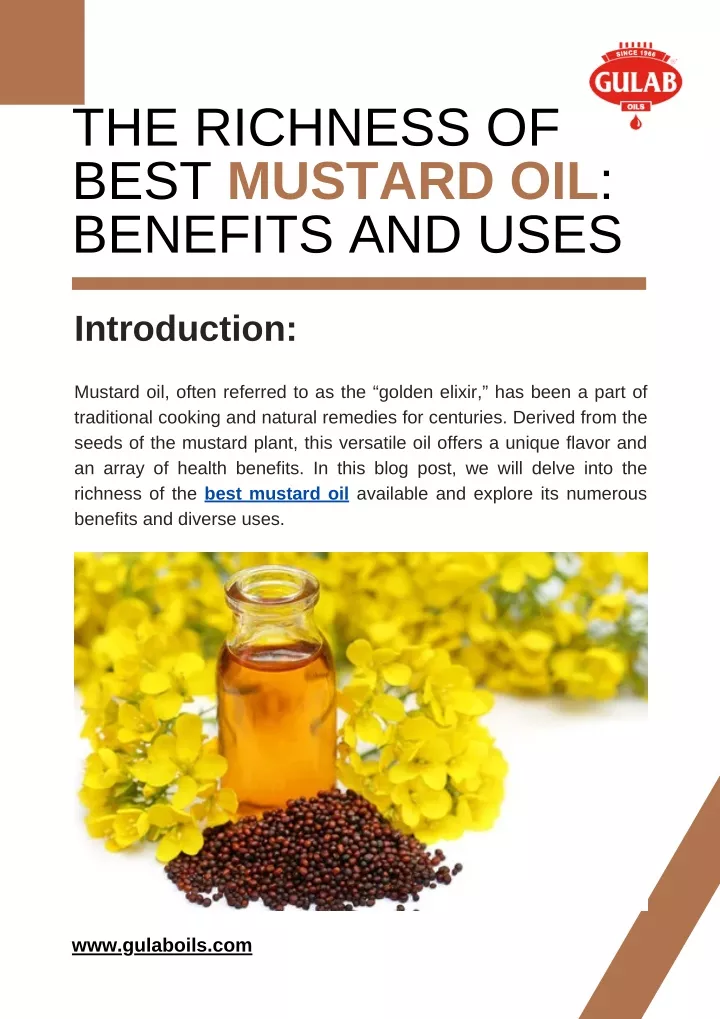 PPT The Richness of Best Mustard Oil Benefits and Uses PowerPoint