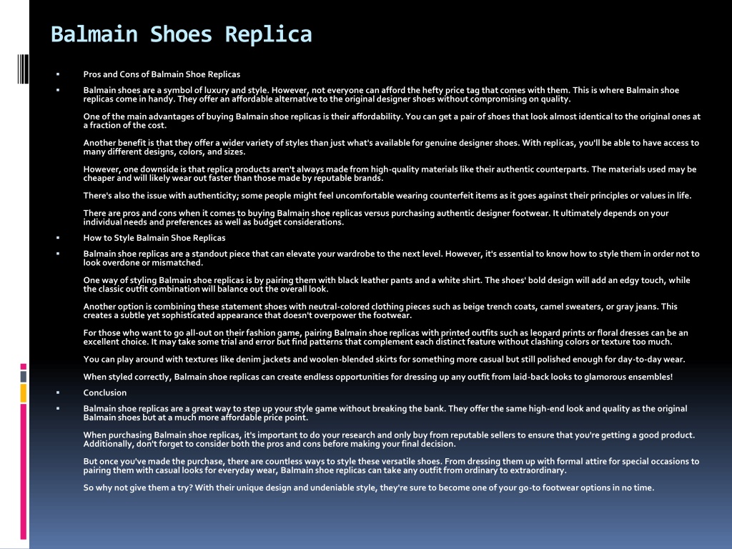 PPT - Balmain Shoes Replica PowerPoint Presentation, free download - ID ...