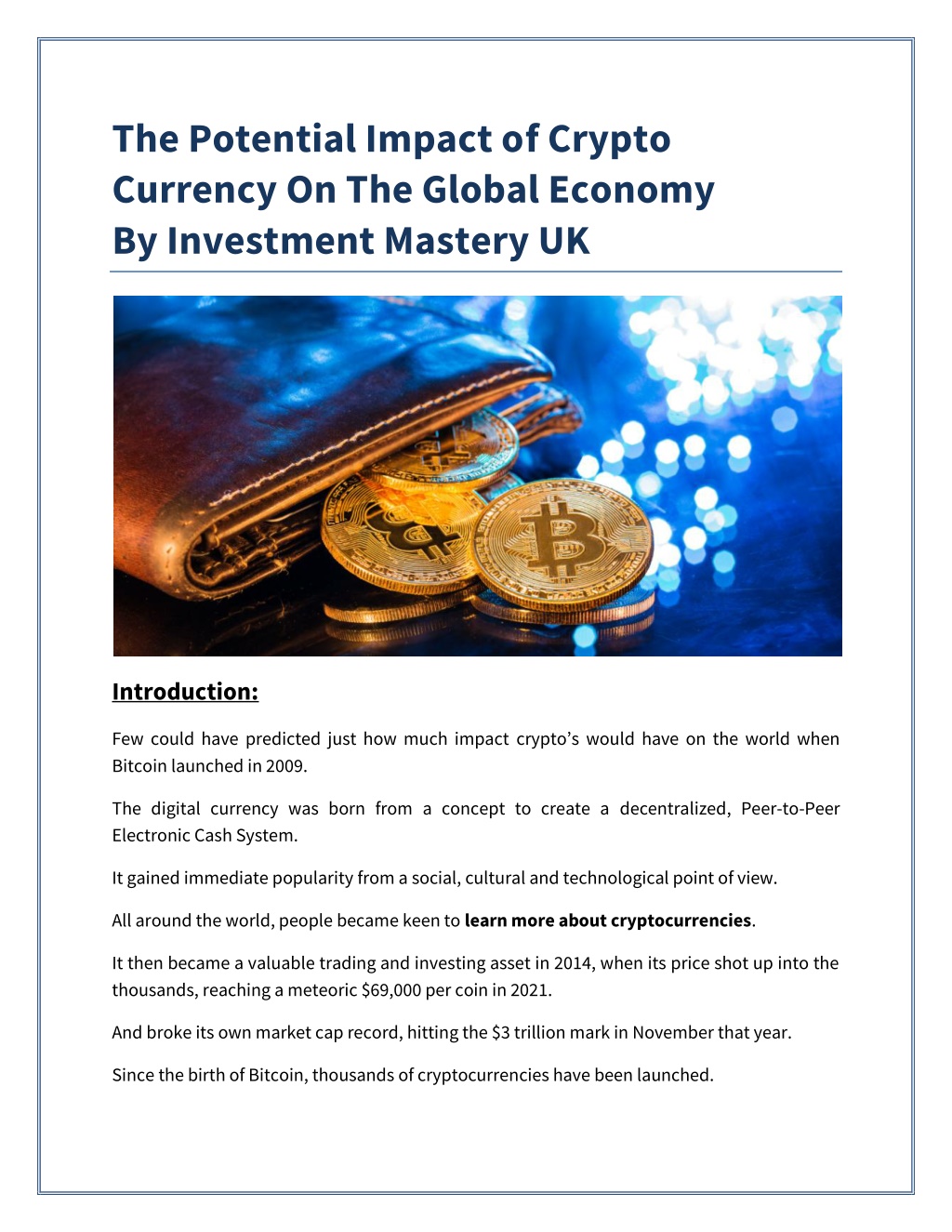 economics presentation topics crypto currency