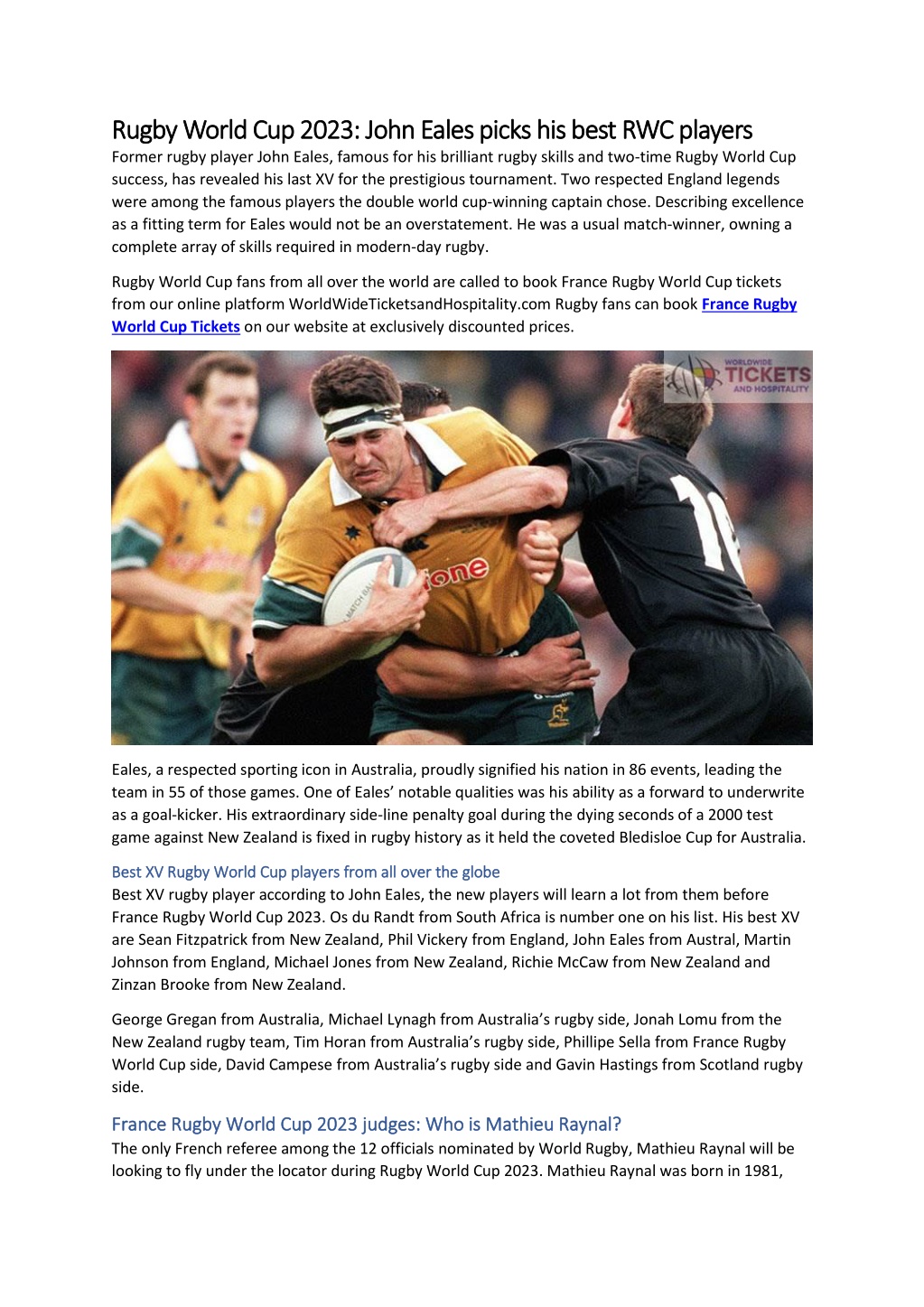 PPT - Rugby World Cup 2023 John Eales picks his best RWC players ...