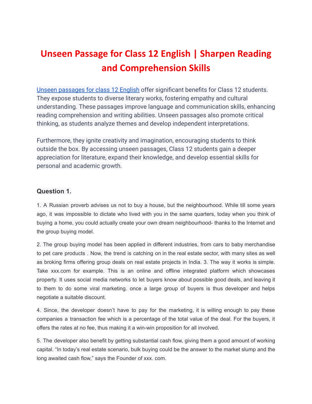 ppt-unseen-passage-for-class-12-english-sharpen-reading-and