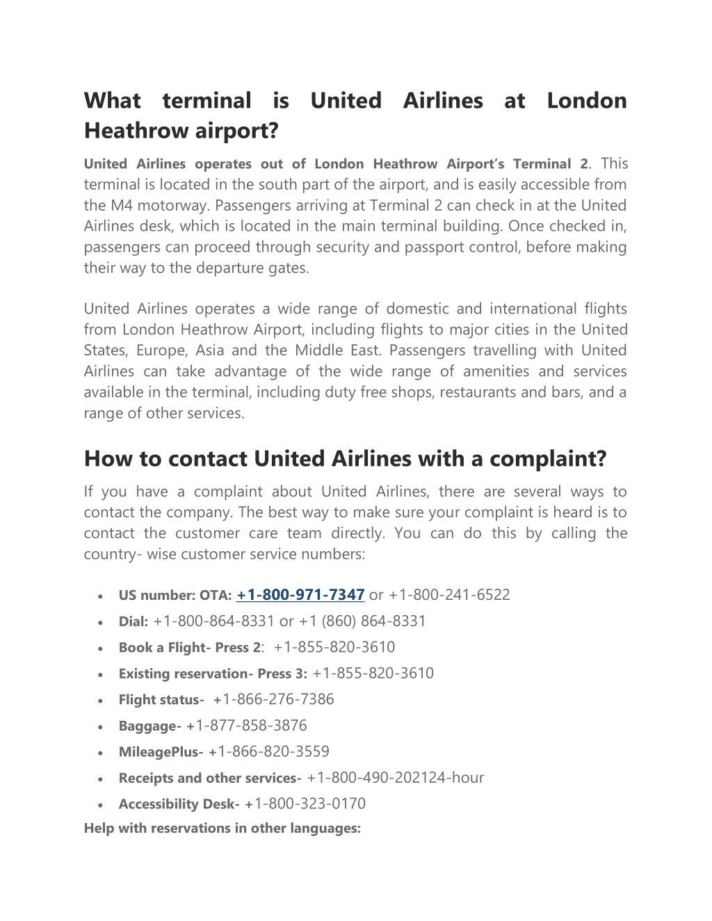 Ppt - How To Contact United Airlines At London Heathrow Airport 