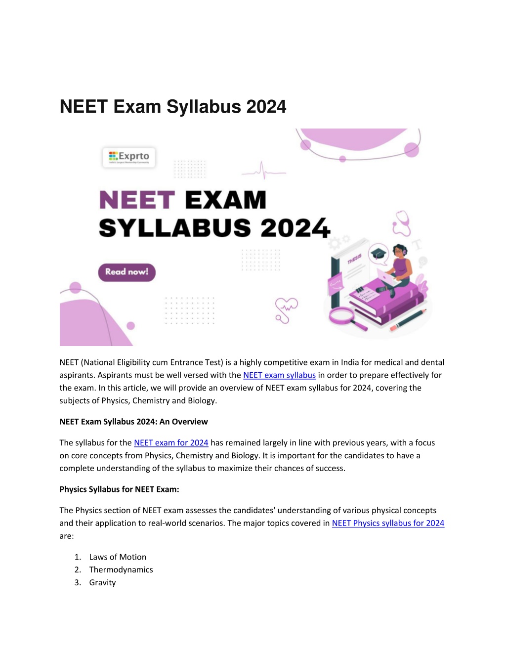 PPT NEET Exam Syllabus 2024 PowerPoint Presentation, free download