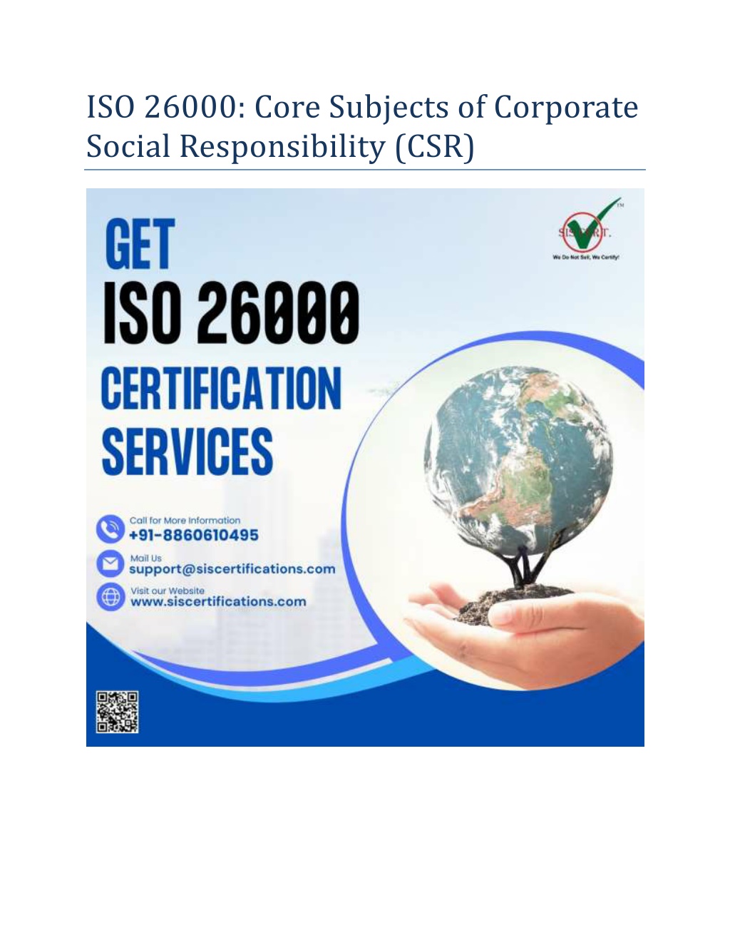 PPT - ISO 26000: Core Subjects Of Corporate Social Responsibility (CSR ...