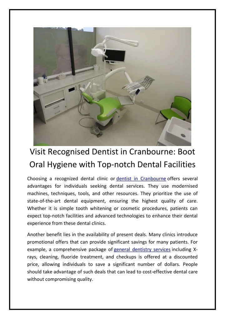 PPT Visit Recognised Dentist in Cranbourne Boot Oral Hygiene with Top