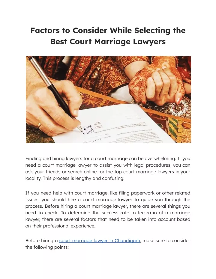 Ppt Factors To Consider While Selecting The Best Court Marriage