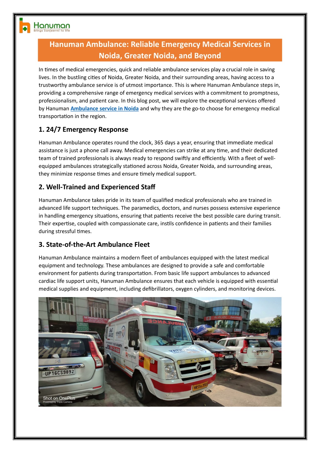 PPT - Hanuman Ambulance - Reliable Emergency Medical Services in