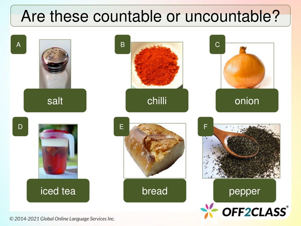 presentation are countable or uncountable